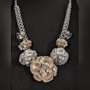 LOFT Floral Statement Rhinestone Necklace